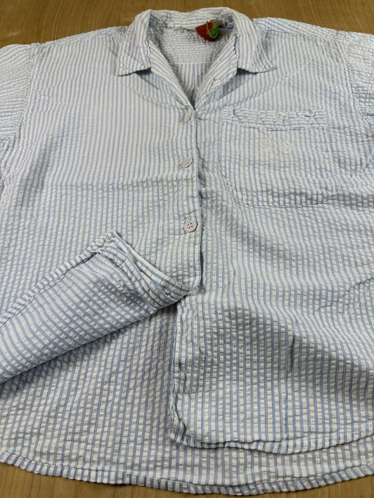 Vintage 80s Totonko Seersucker button up shirt short sleeve cotton india striped