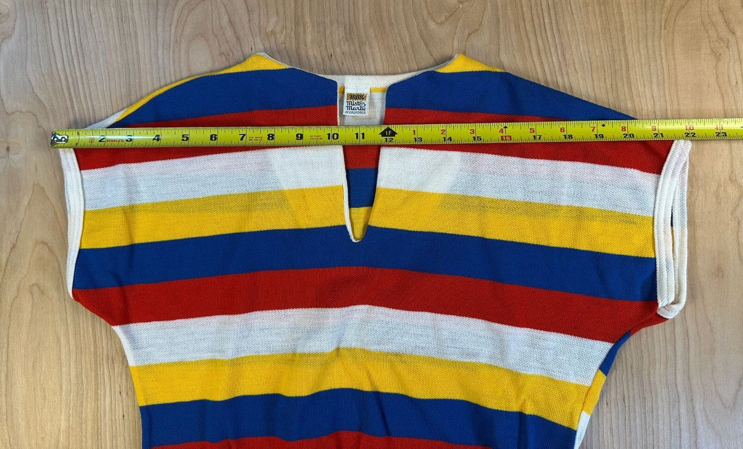 Vintage 60s Mister Marty of California knit blouse striped small slit neckline