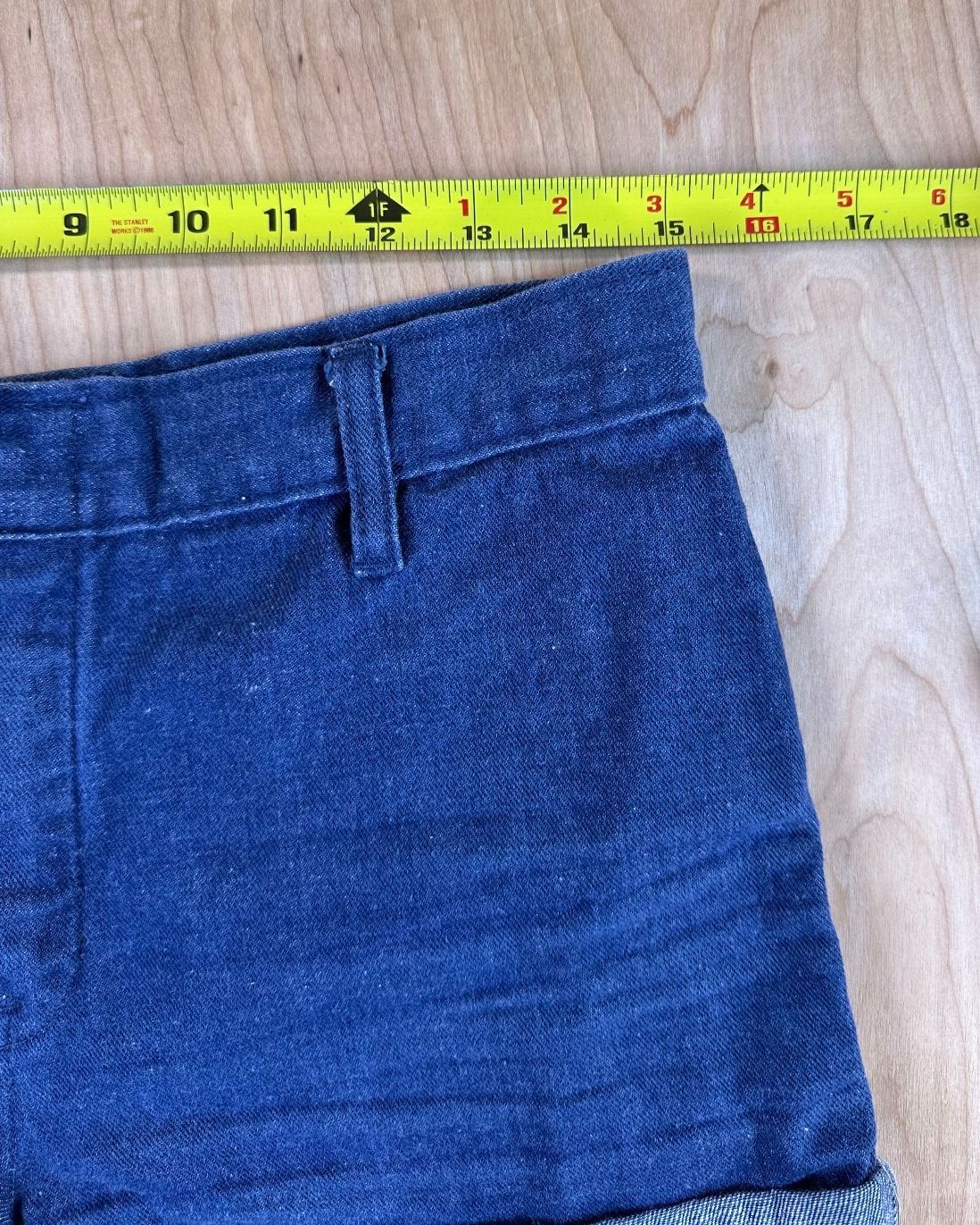 Vintage 70s Denim Shorts 100% cotton booty folded hem 2" inseam dark rinse