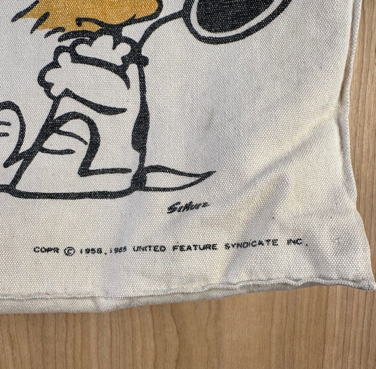 Vintage 70s Love Snoopy Canvas Tote Peanuts Woodstock shoulder bag 100% cotton