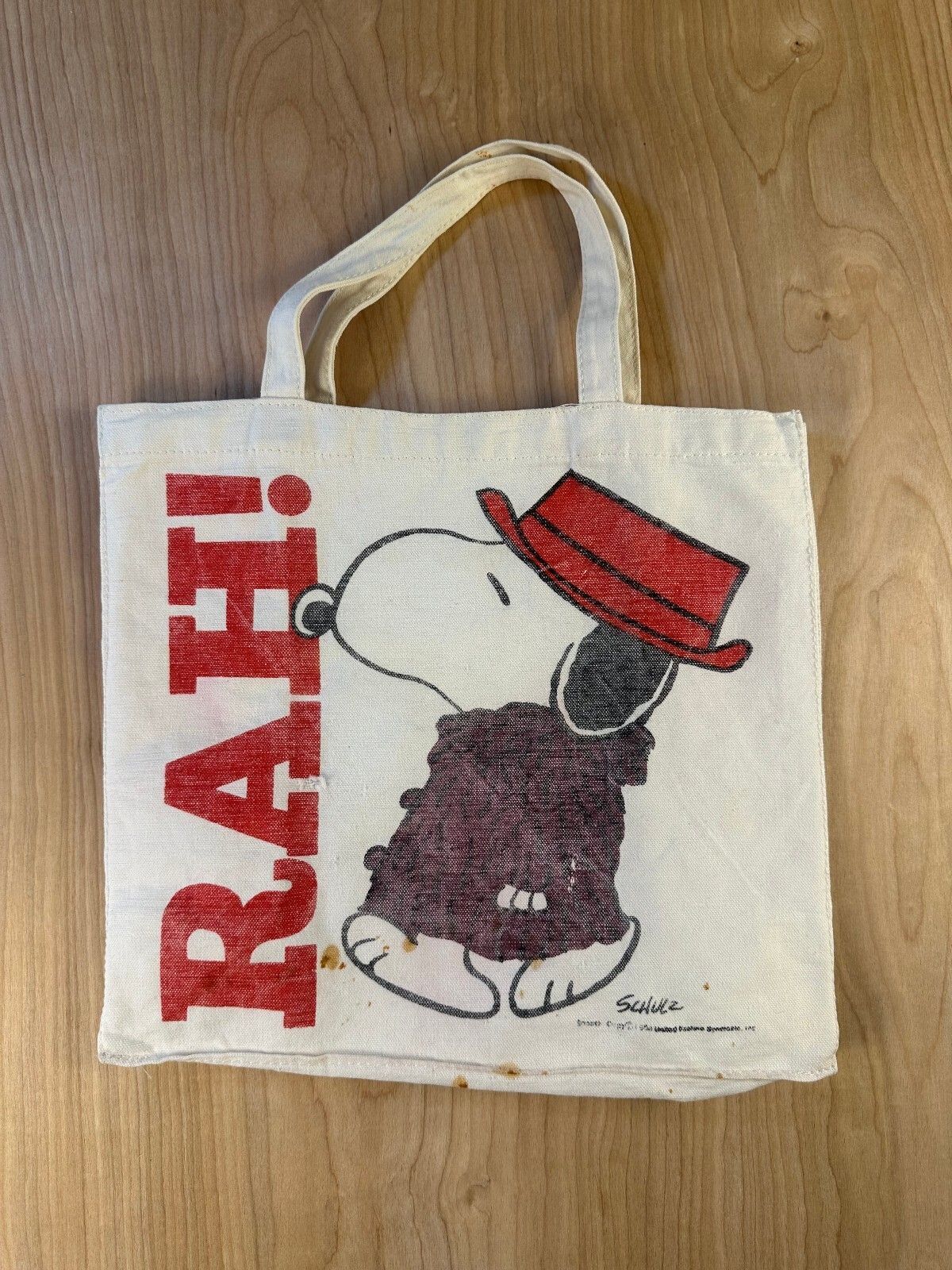 Vintage 70s Snoopy Rah Tote bag peanuts 100% cotton cartoon shoulder bag canvas