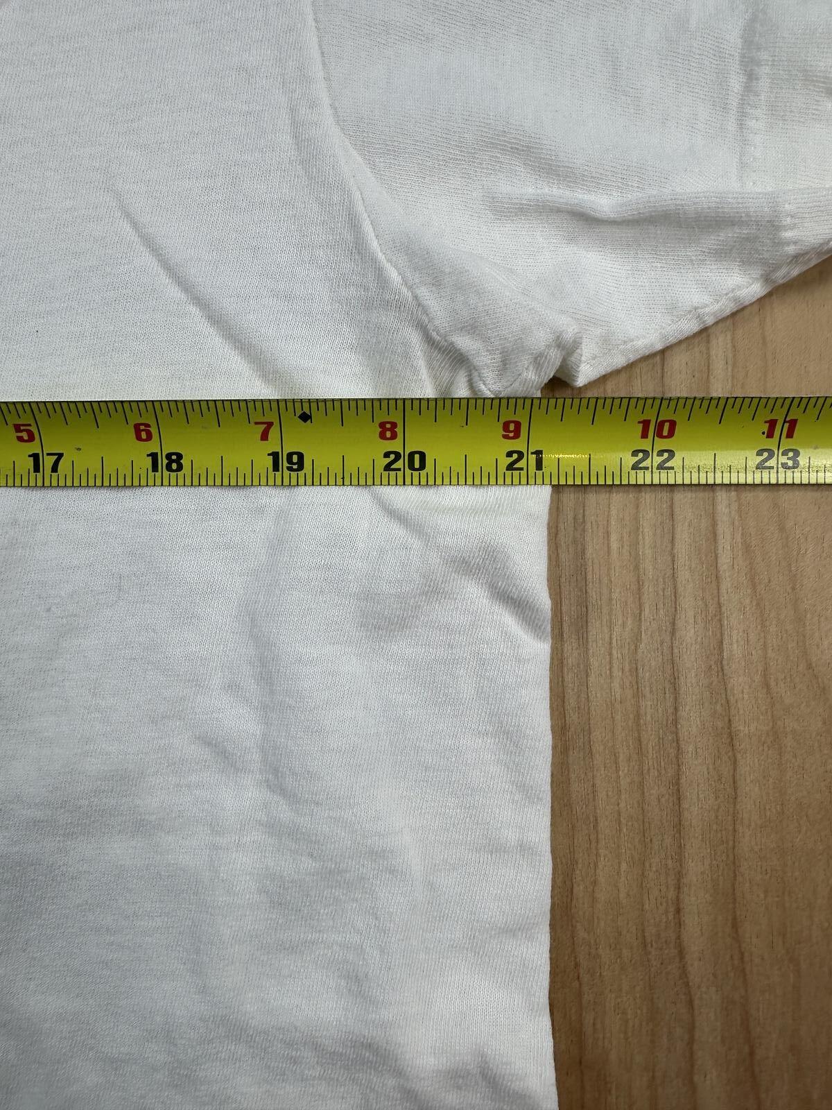 Vintage 80s Hanes tshirt Single Stitch v neck large white 100% cotton made usa