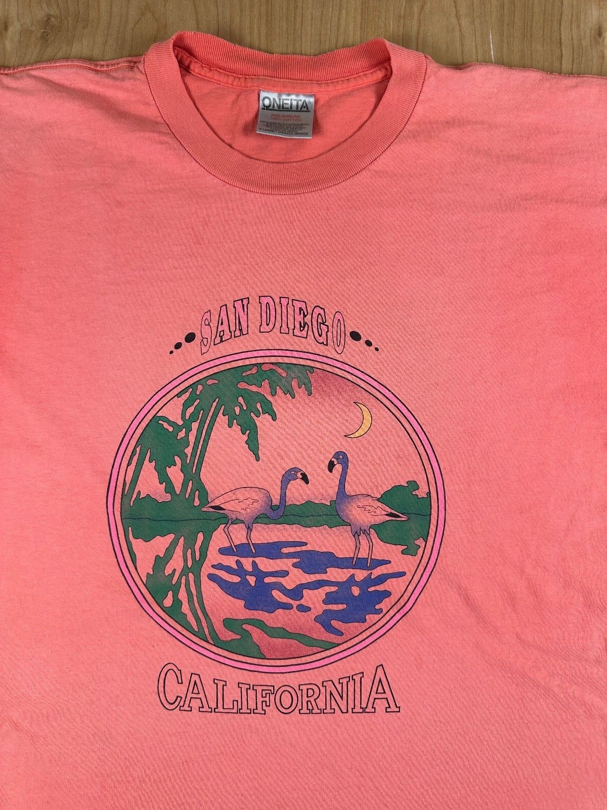 Vintage 80s San Deigo California tshirt Single Stitch xl cotton flamingo faded