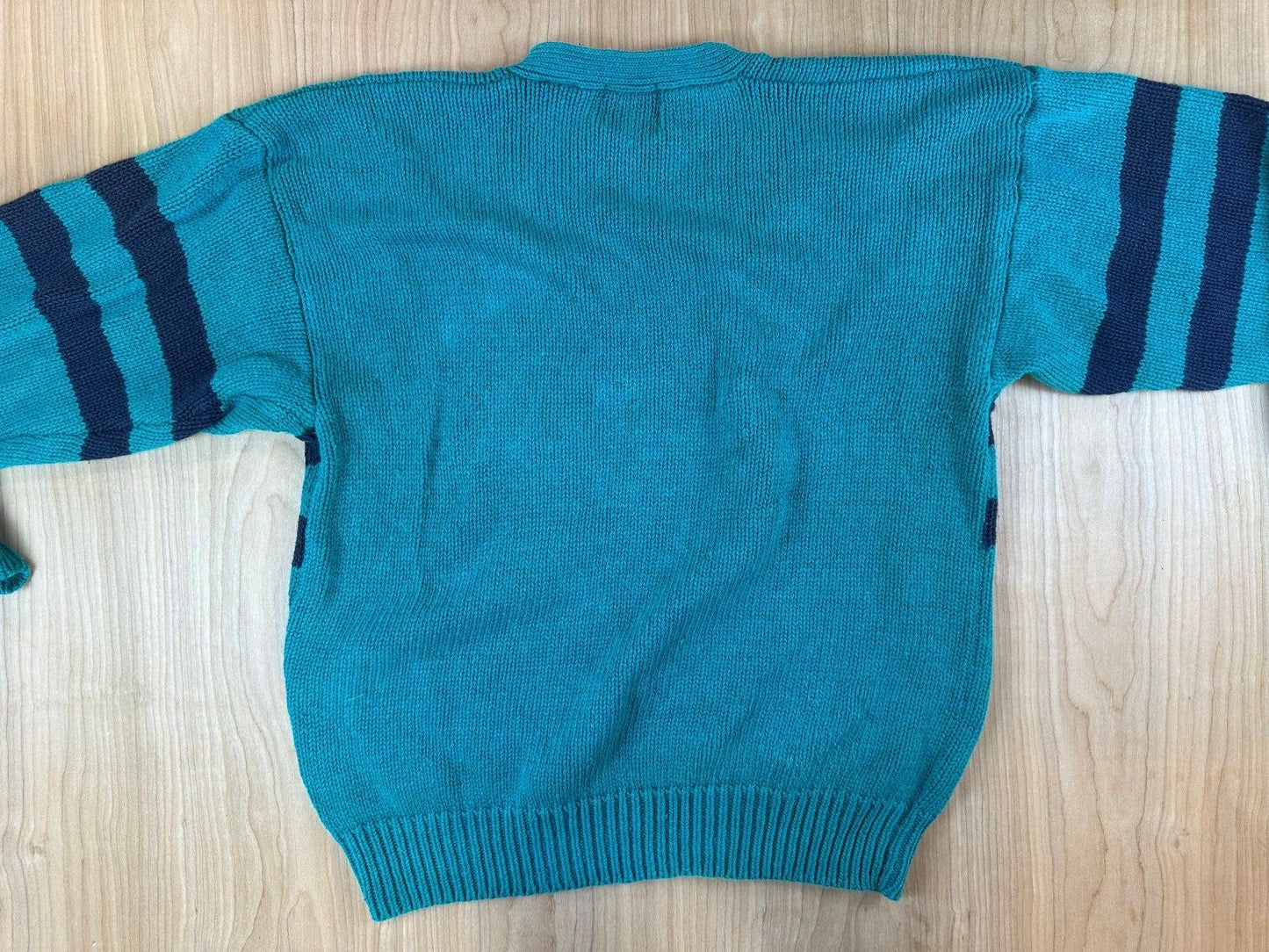 Vintage 80s Allen Solly Knit Sweater linen cotton golf embroidery vneck preppy