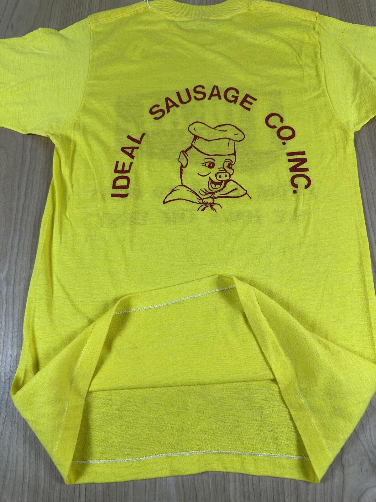 Vintage 80s Ideal Sausage Single Stitch Tshirt cotton blend usa chef pig rare