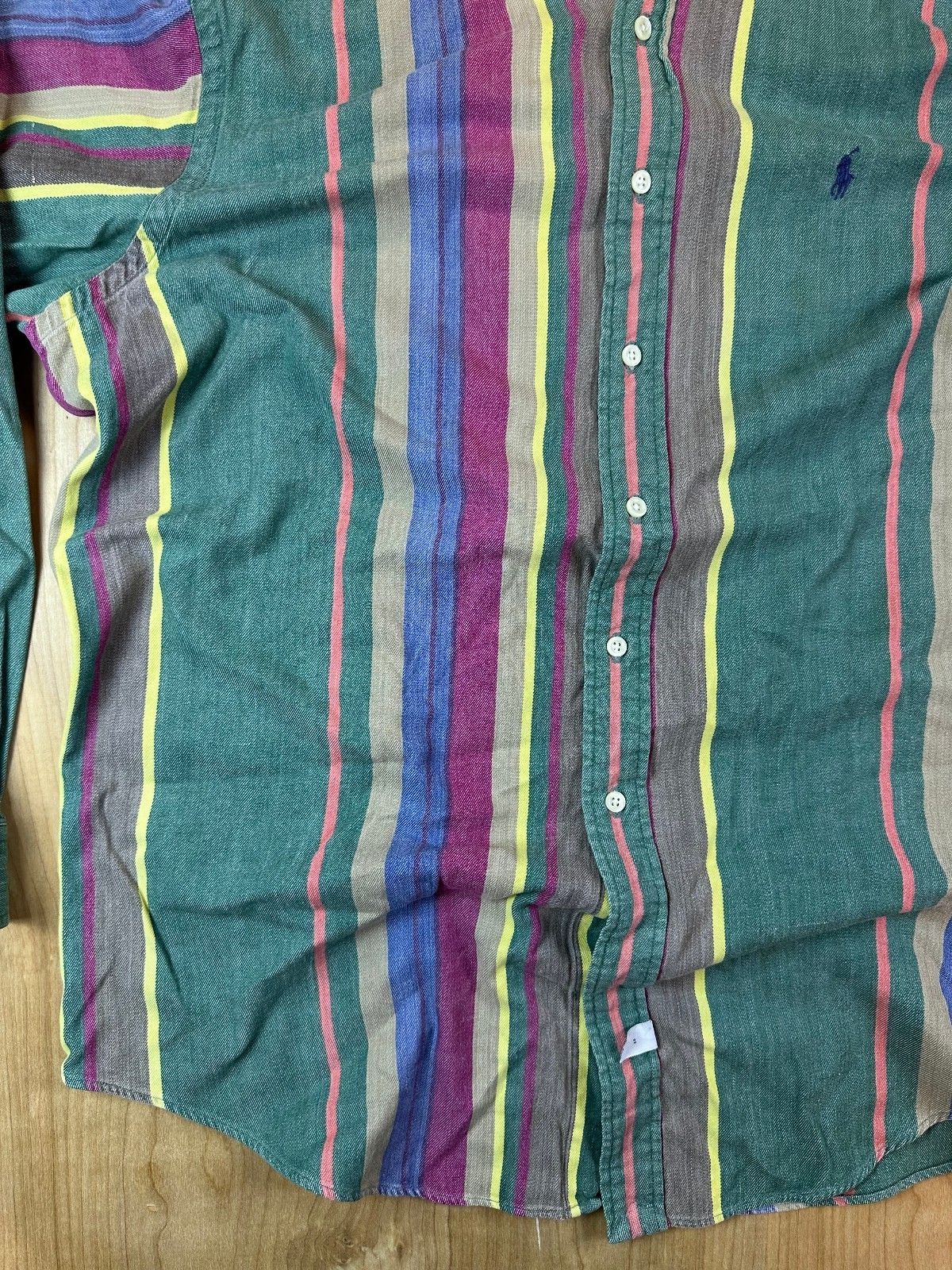 Vintage 90s Ralph Lauren button up shirt xlarge multistripe 100% cotton preppy