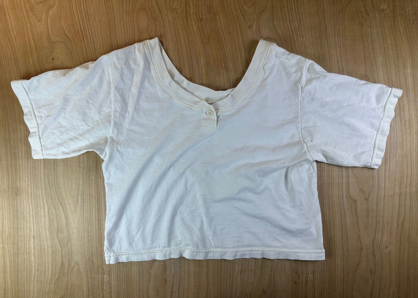 Vintage 80s Gitano Cropped top 100% cotton ribbed collar boxy oversized large