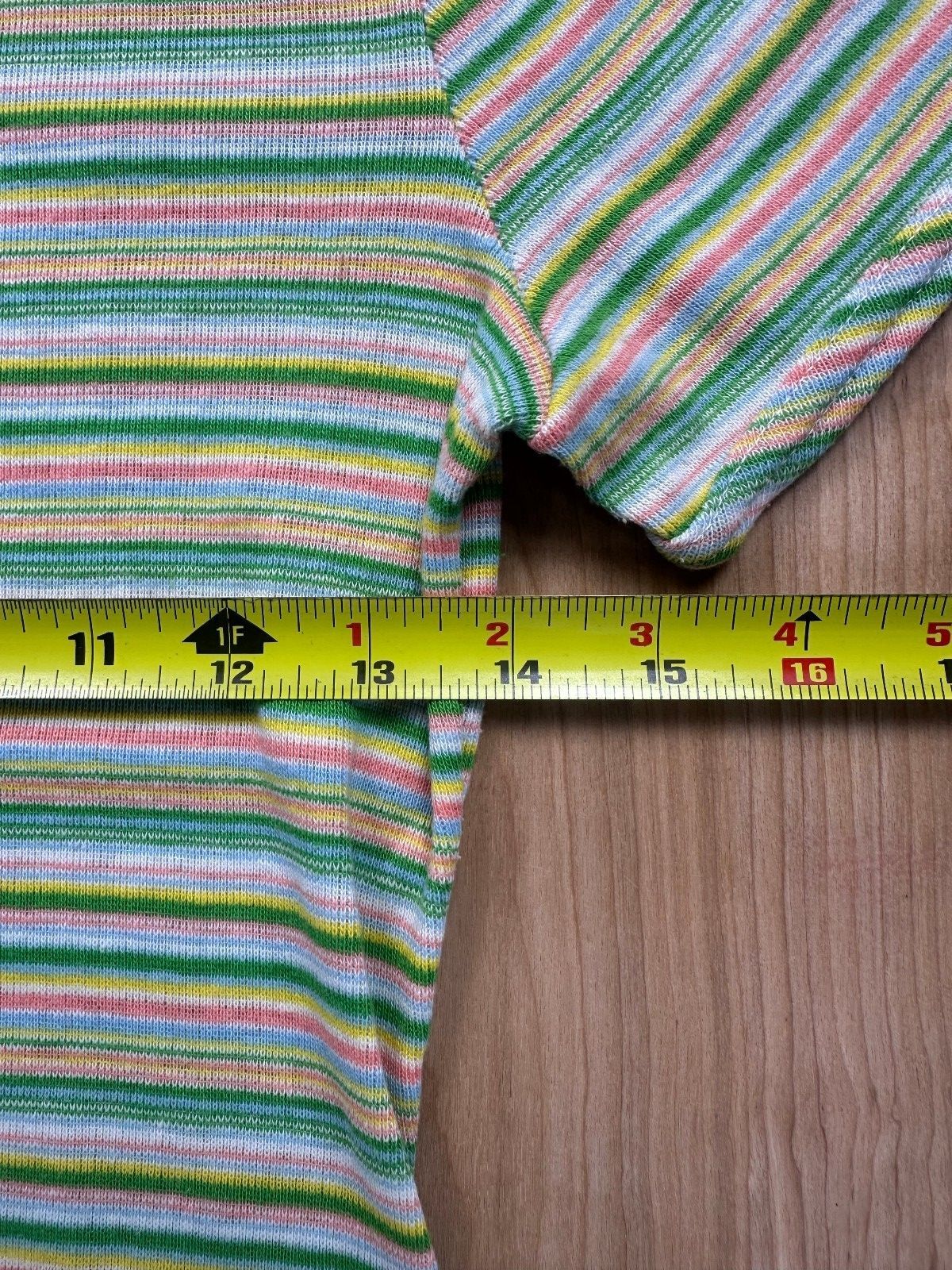 Vintage 70s EccoBay striped knit top ribbed medium cap sleeve baby tee summer