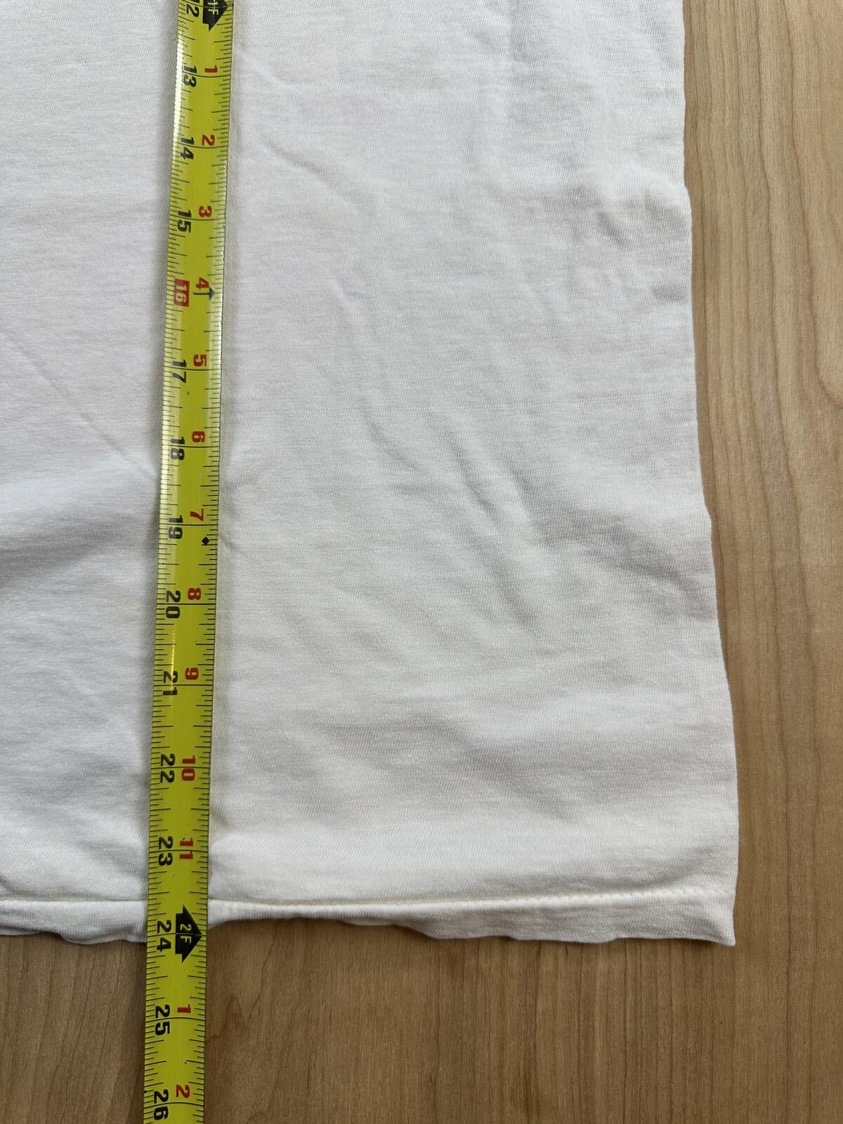Vintage 80s Hanes tshirt Single Stitch v neck large white 100% cotton made usa