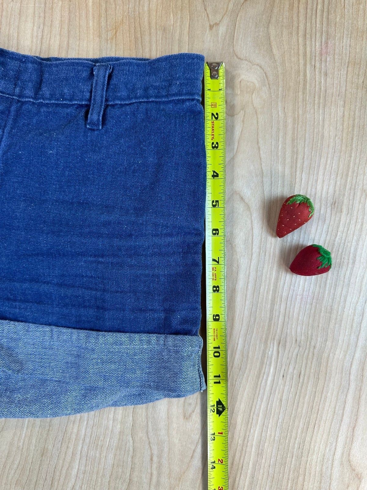 Vintage 70s Denim Shorts 100% cotton booty folded hem 2" inseam dark rinse