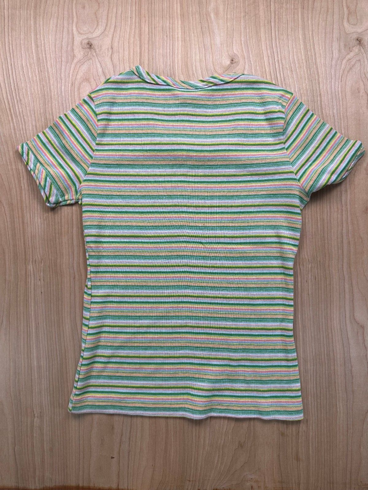Vintage 70s EccoBay striped knit top ribbed medium cap sleeve baby tee summer
