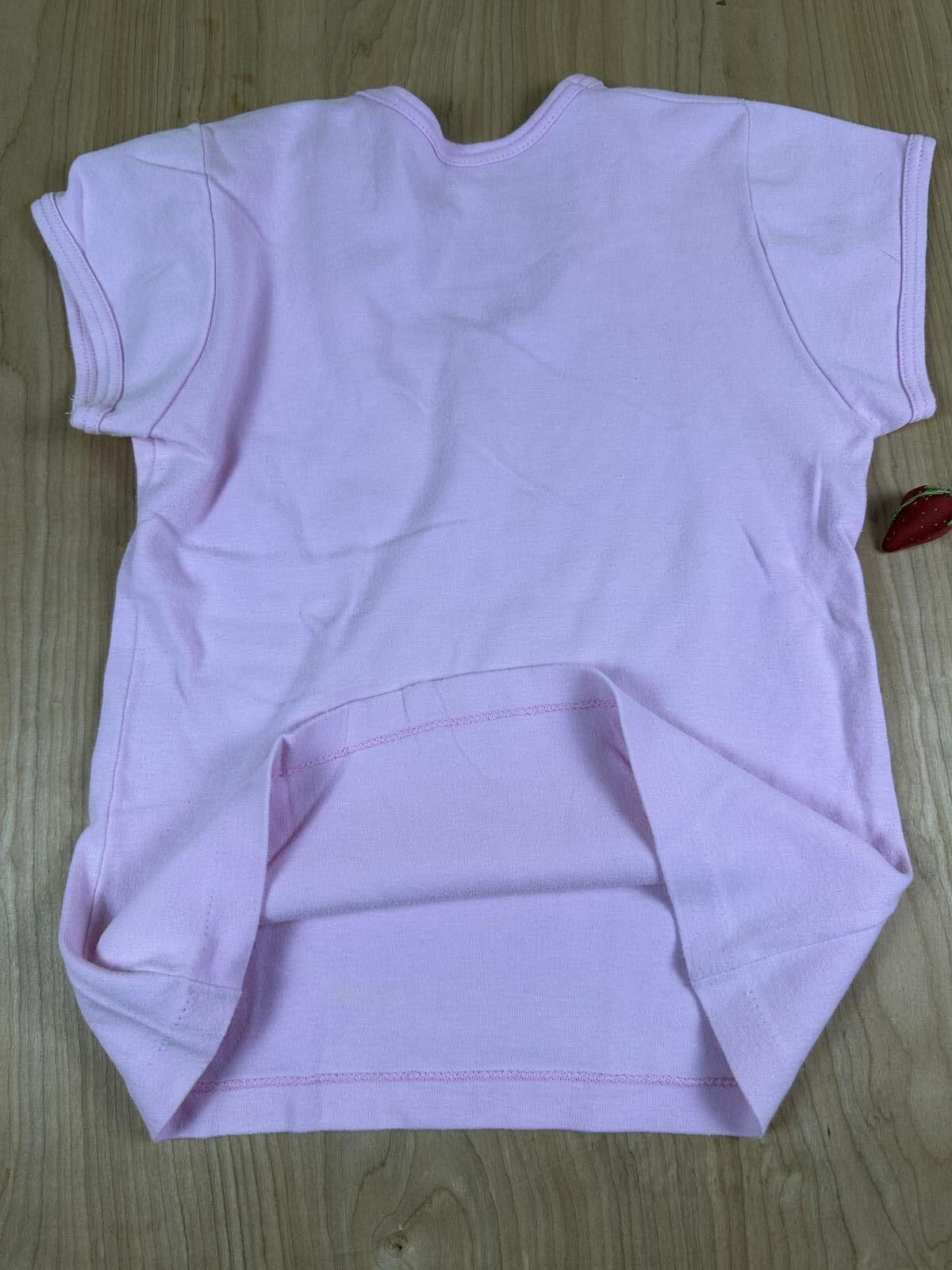 Vintage 80s Acapulco baby t scoop neck small pink vacation cute tight cap sleeve