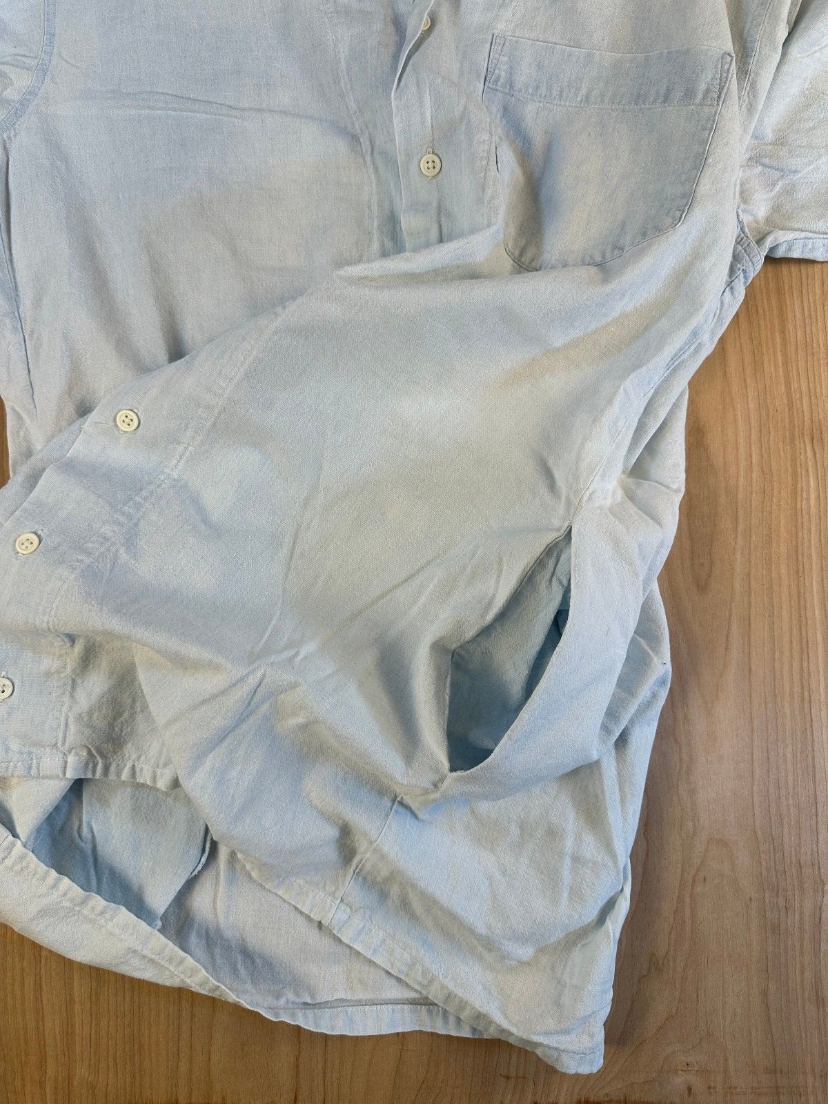 Vintage 90s Ralph Lauren 3/4 sleeve chambray button up shirt 100% cotton light