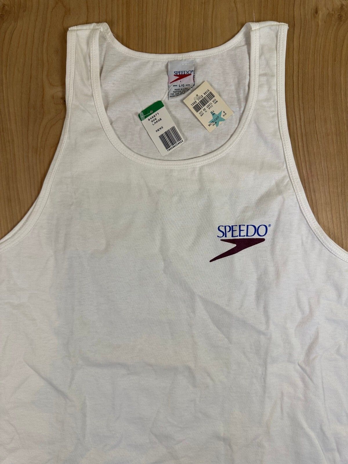 Vintage 90s speedo tank top nwt large made in usa 100% cotton fish sporty beach