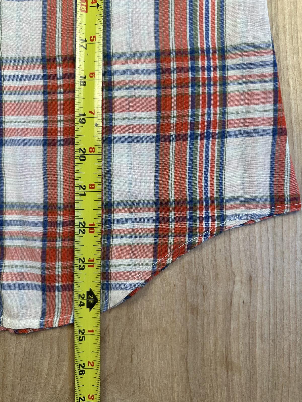 Vintage 70s Skiva button up plaid shirt country curved hem worn lightweight