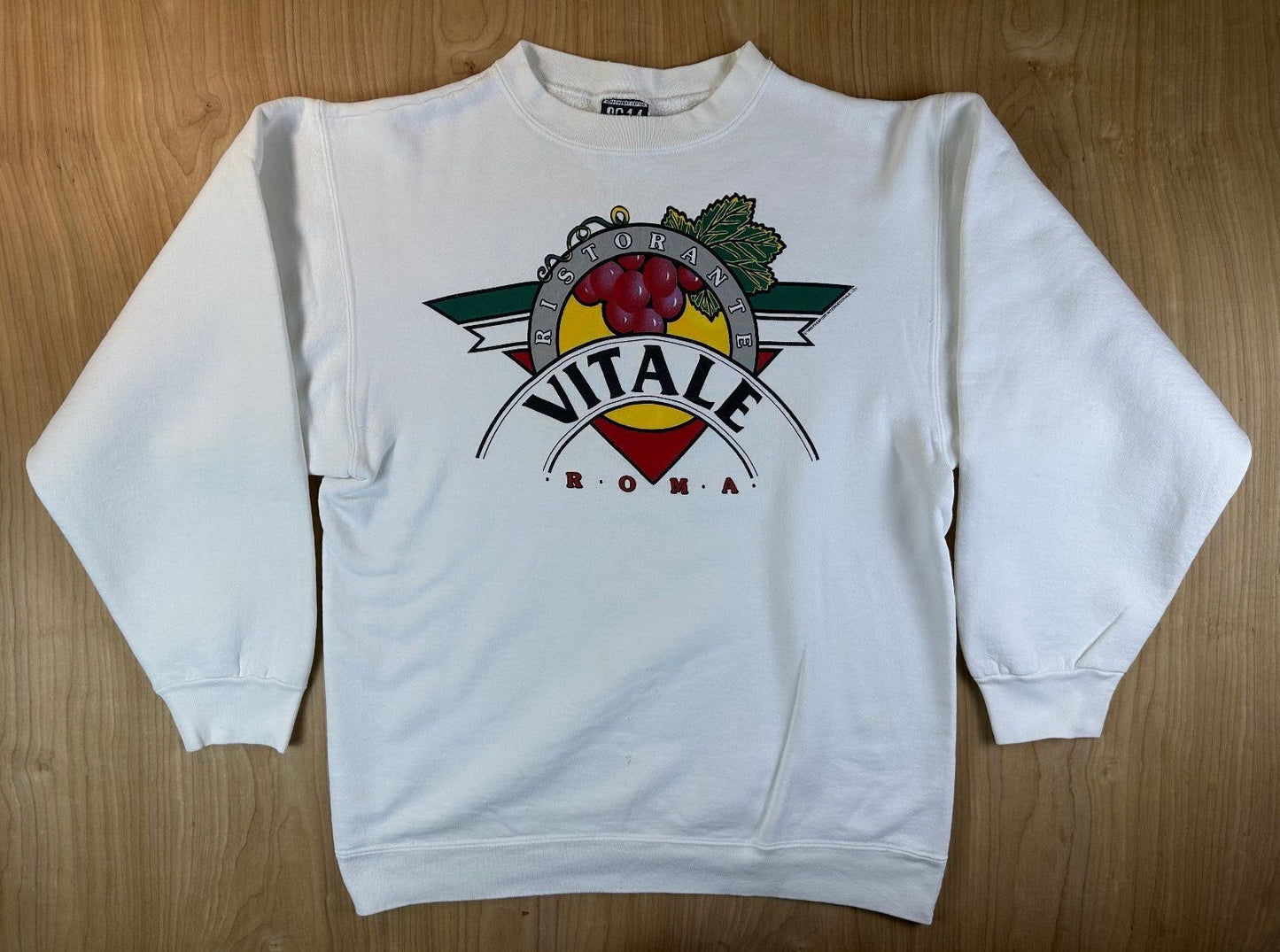 Vintage 90s Badger Sportwear Heavyweight Sweatshirt Vitale Ristorante Roma italy