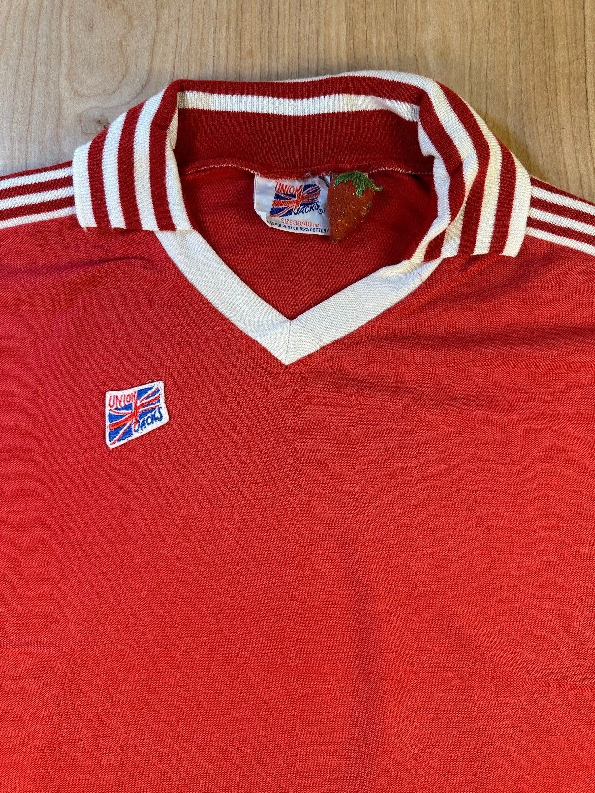 Vintage 80s Union Jacks Soccer jersey retro athletic ringer vneck striped