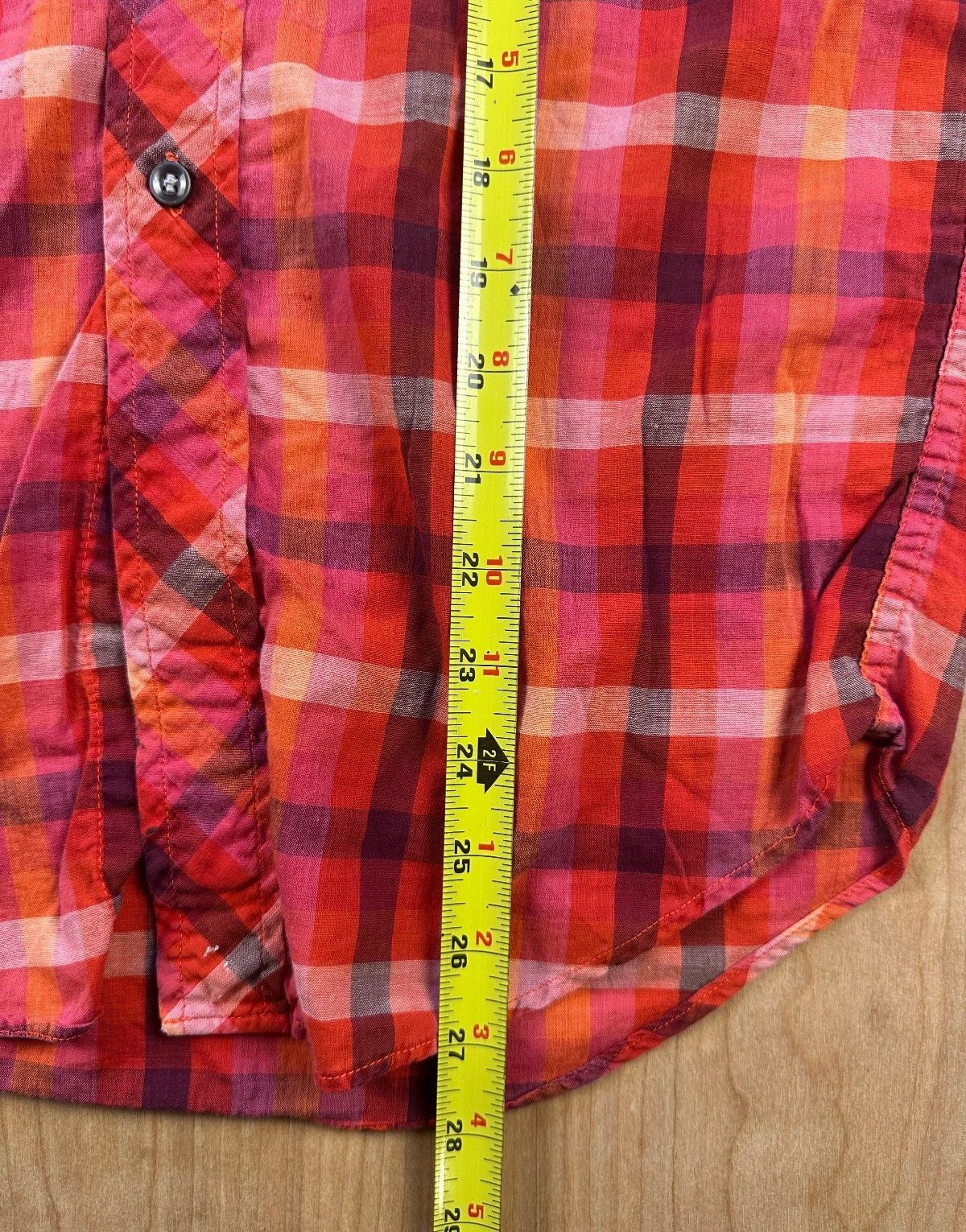 Vintage 60s Campus button up shirt mandarin collar small plaid lightweight small