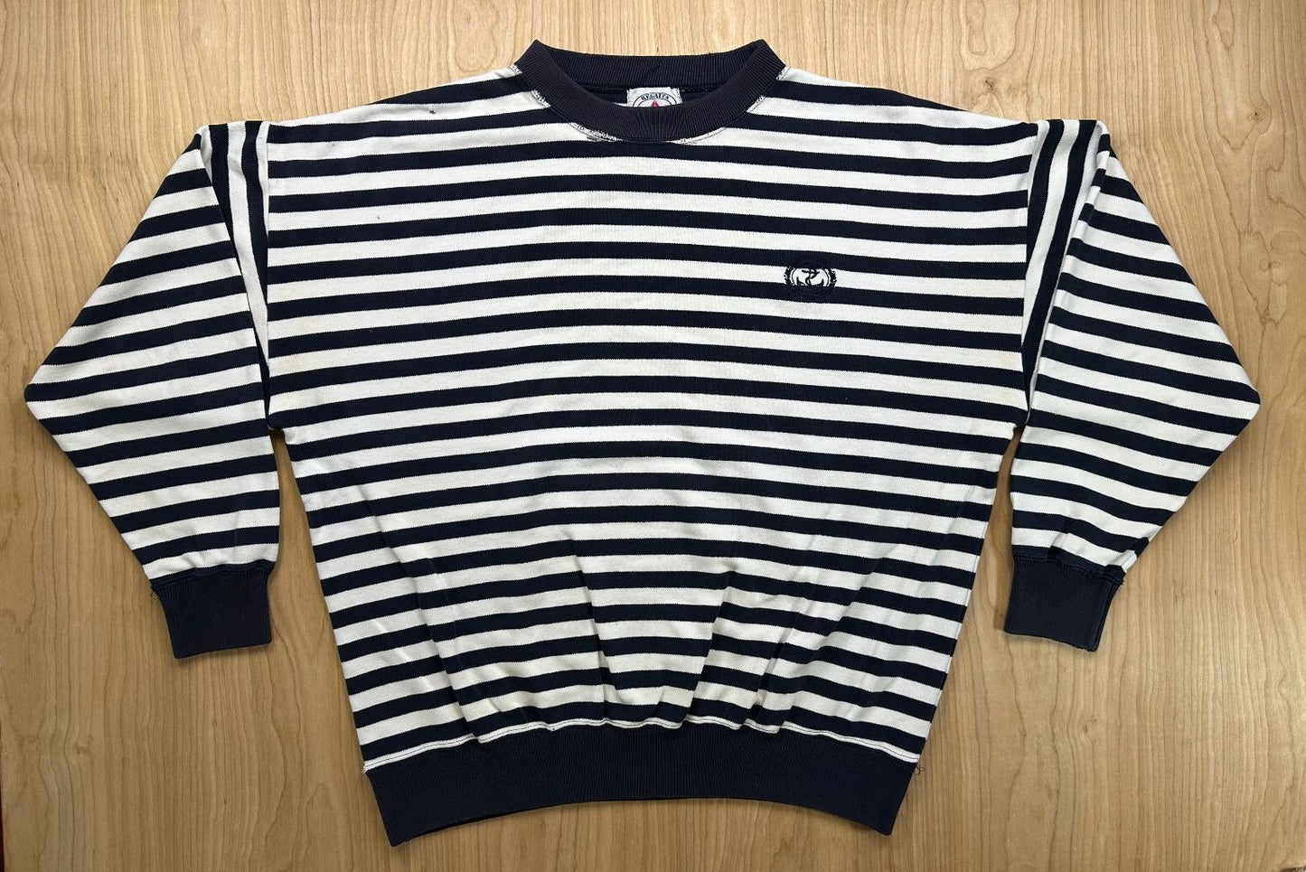 Vintage 80s Regatta Sport Striped knit sweater cotton shredded preppy sailor