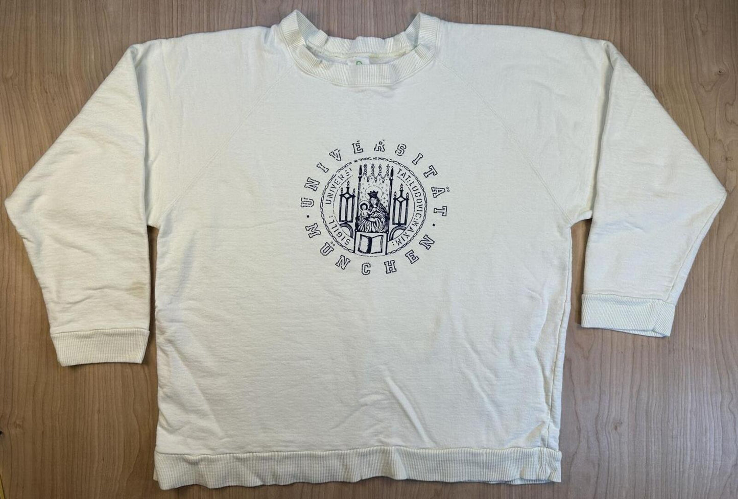 Vinage 80s Universitat Munchen Sweatshirt cotton club small cream thick germany
