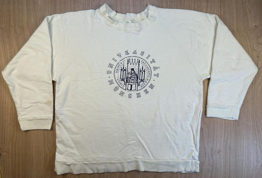 Vinage 80s Universitat Munchen Sweatshirt cotton club small cream thick germany
