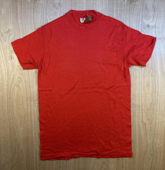 Vintage 70s Hanes Single Stitch tshirt red Medium blank made in usa cotton