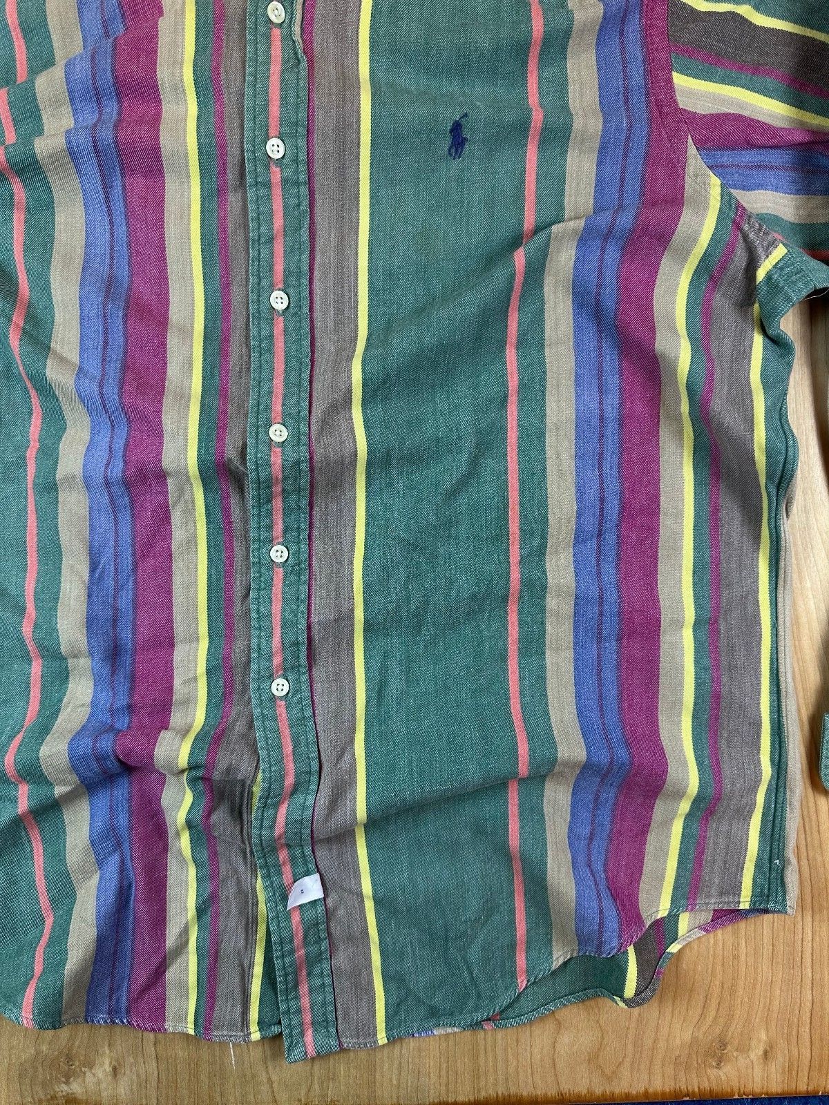 Vintage 90s Ralph Lauren button up shirt xlarge multistripe 100% cotton preppy