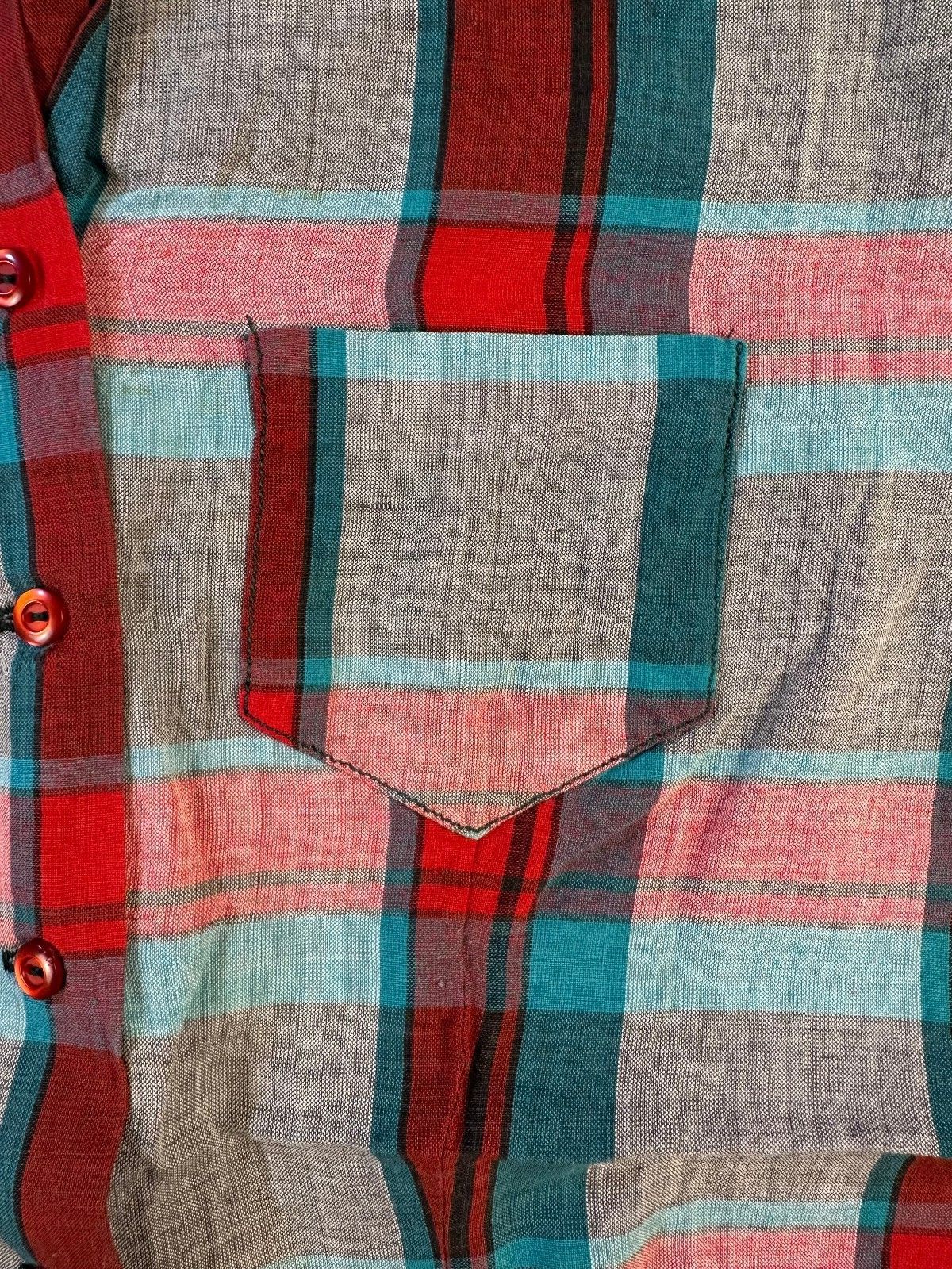 Vintage 70s Jilly button up shirt camp collar plaid short sleeve small
