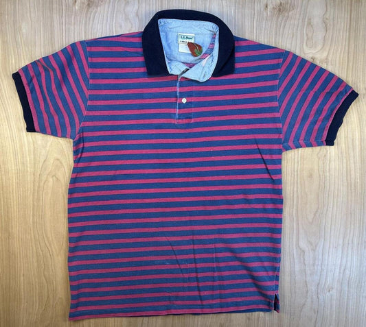 Vintage 90s L.L. Bean Casco Bay polo striped country club preppy blue pink