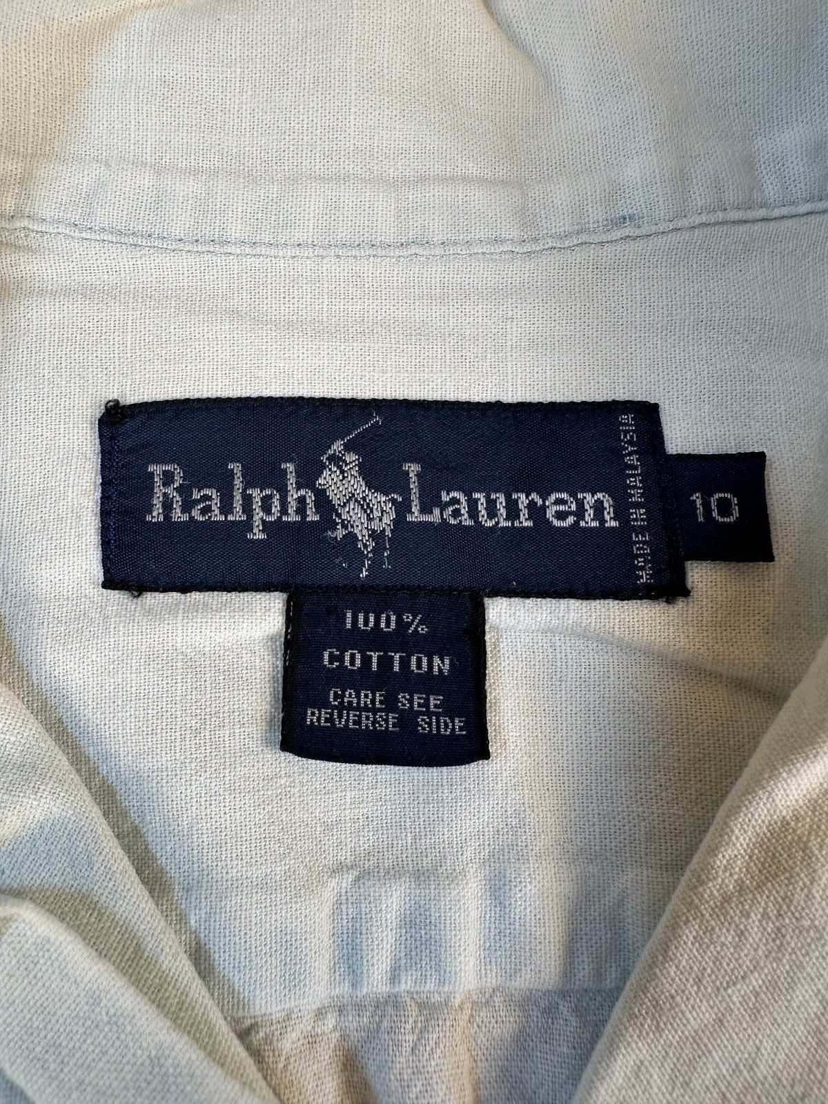 Vintage 90s Ralph Lauren 3/4 sleeve chambray button up shirt 100% cotton light