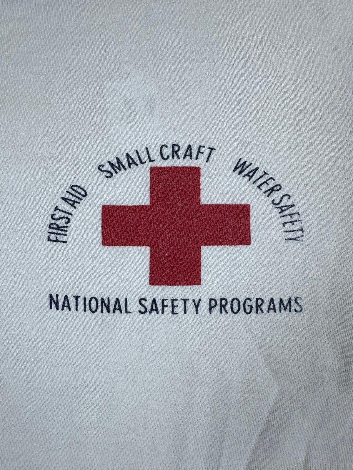 Vintage 80s Champion First Aid Ringer tshirt Single Stitch 100% cotton made usa