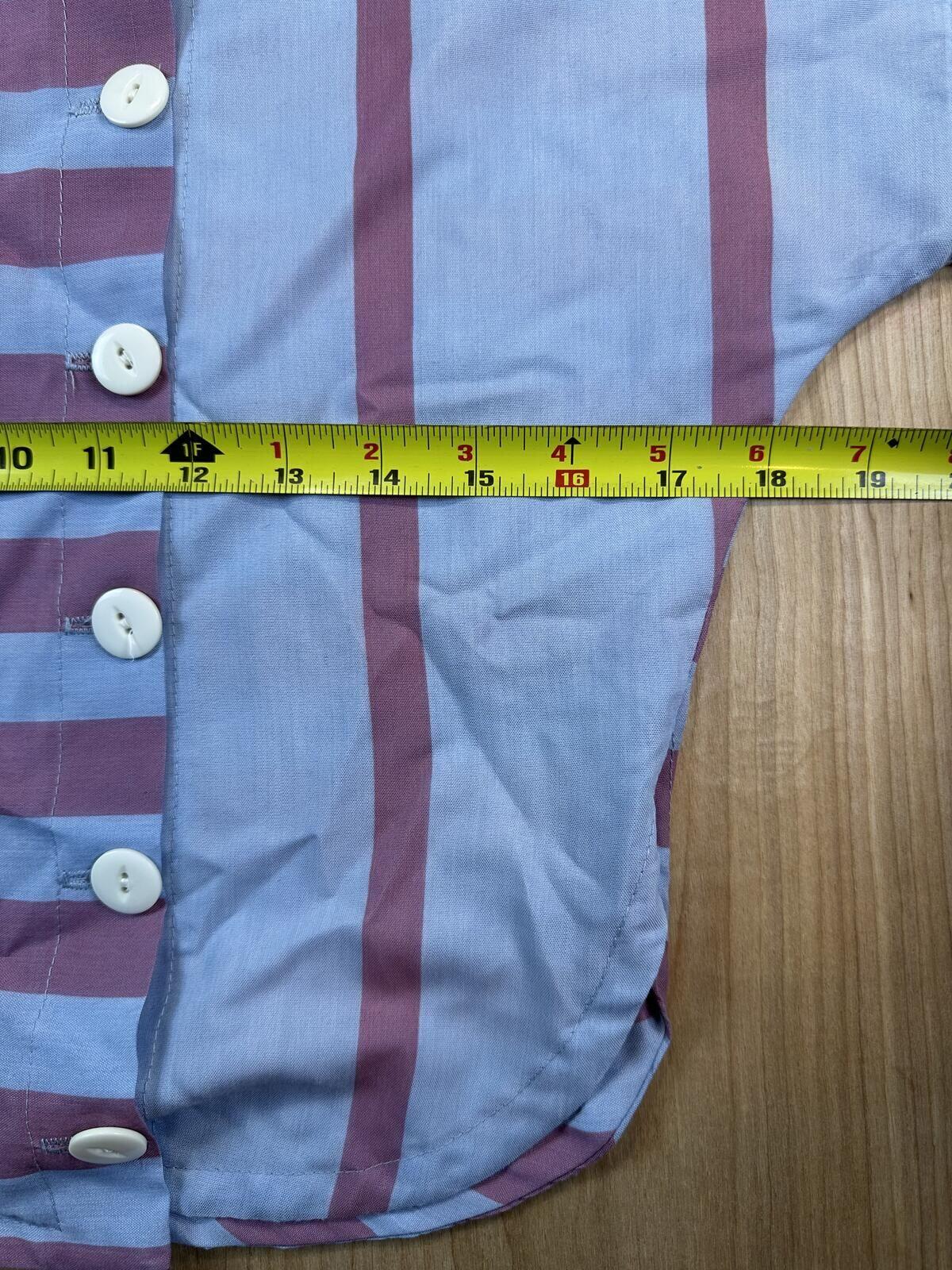 Vintage 70s Mister A striped button up blouse small cropped cap sleeve contrast