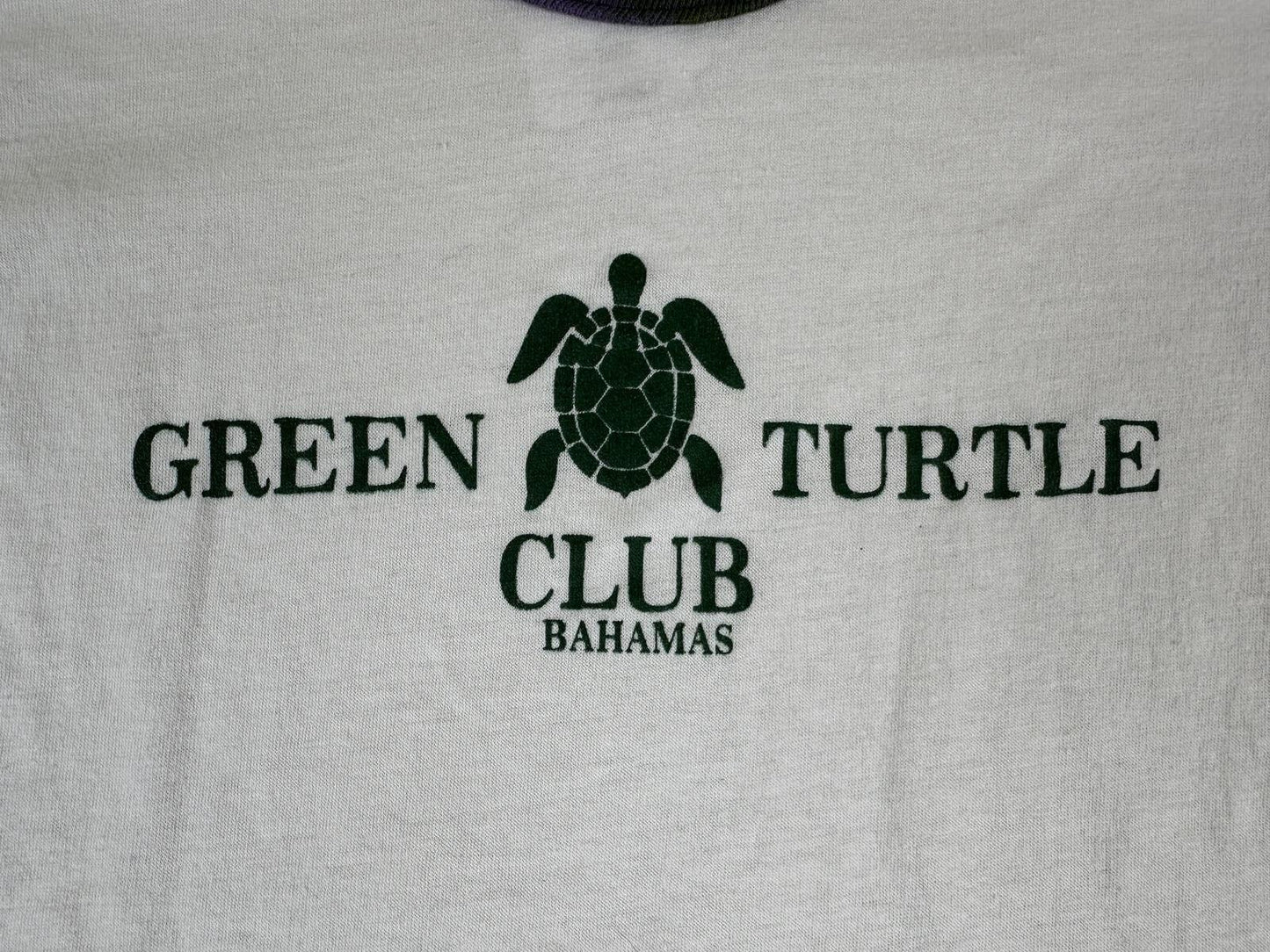 Vintage 80s Green Turtle Club RInger Tshirt single stitch usa bahamas medium