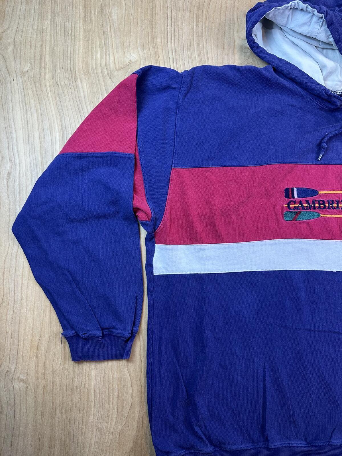 Vintage 90s Cambridge Classics Hoodie sweatshirt large 100% cotton sporty rowing
