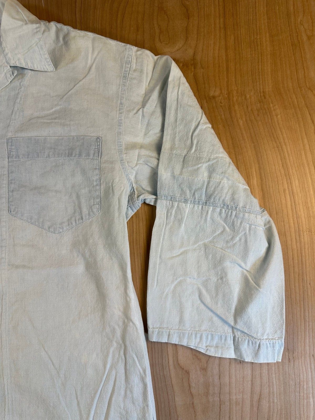 Vintage 90s Ralph Lauren 3/4 sleeve chambray button up shirt 100% cotton light