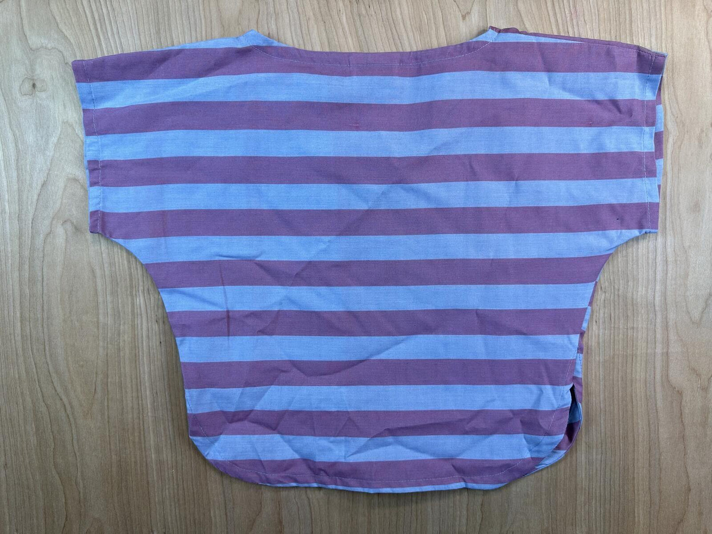 Vintage 70s Mister A striped button up blouse small cropped cap sleeve contrast