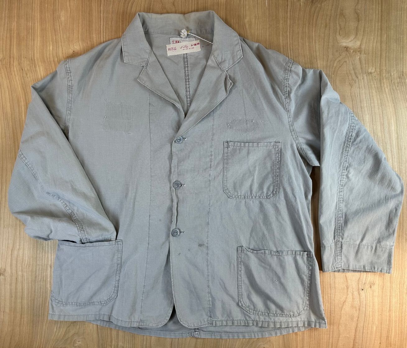 Vintage 70s Chore Jacket large cotton gray workwear shirt jacket barn coat