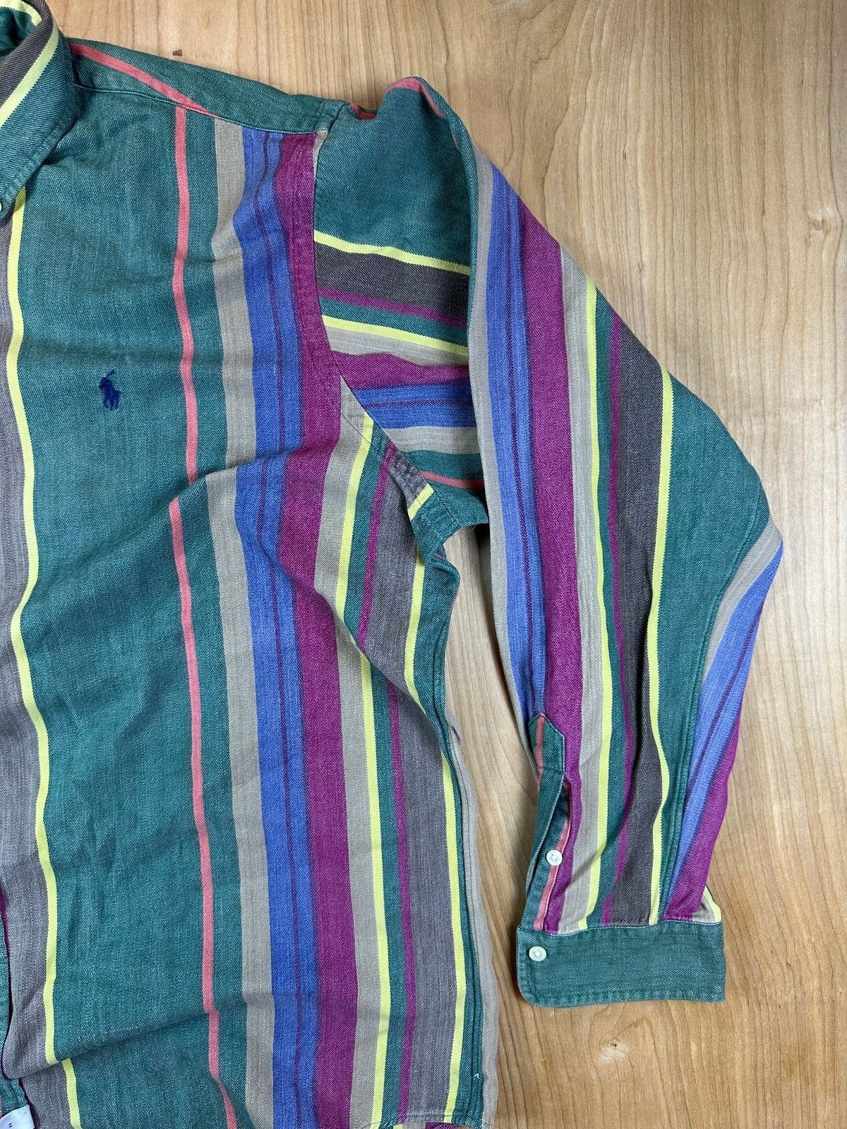 Vintage 90s Ralph Lauren button up shirt xlarge multistripe 100% cotton preppy