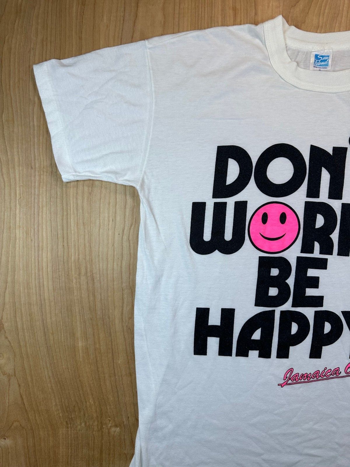Vintage 80s Dont Worry Be Happy tshirt Jamaica one love sun island single stitch