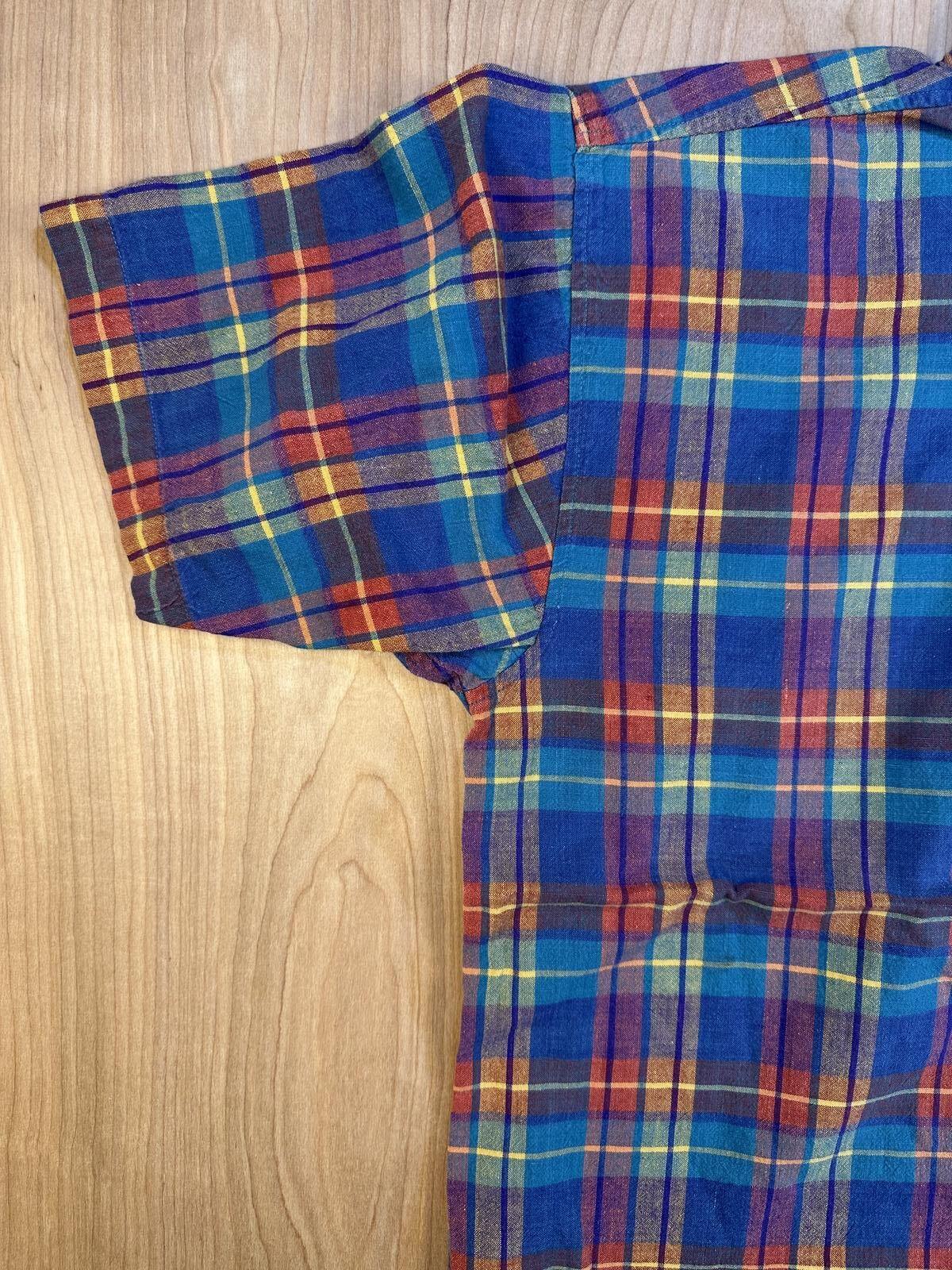 Vintage 80s World Island short sleeve button up madras shirt 100% cotton medium