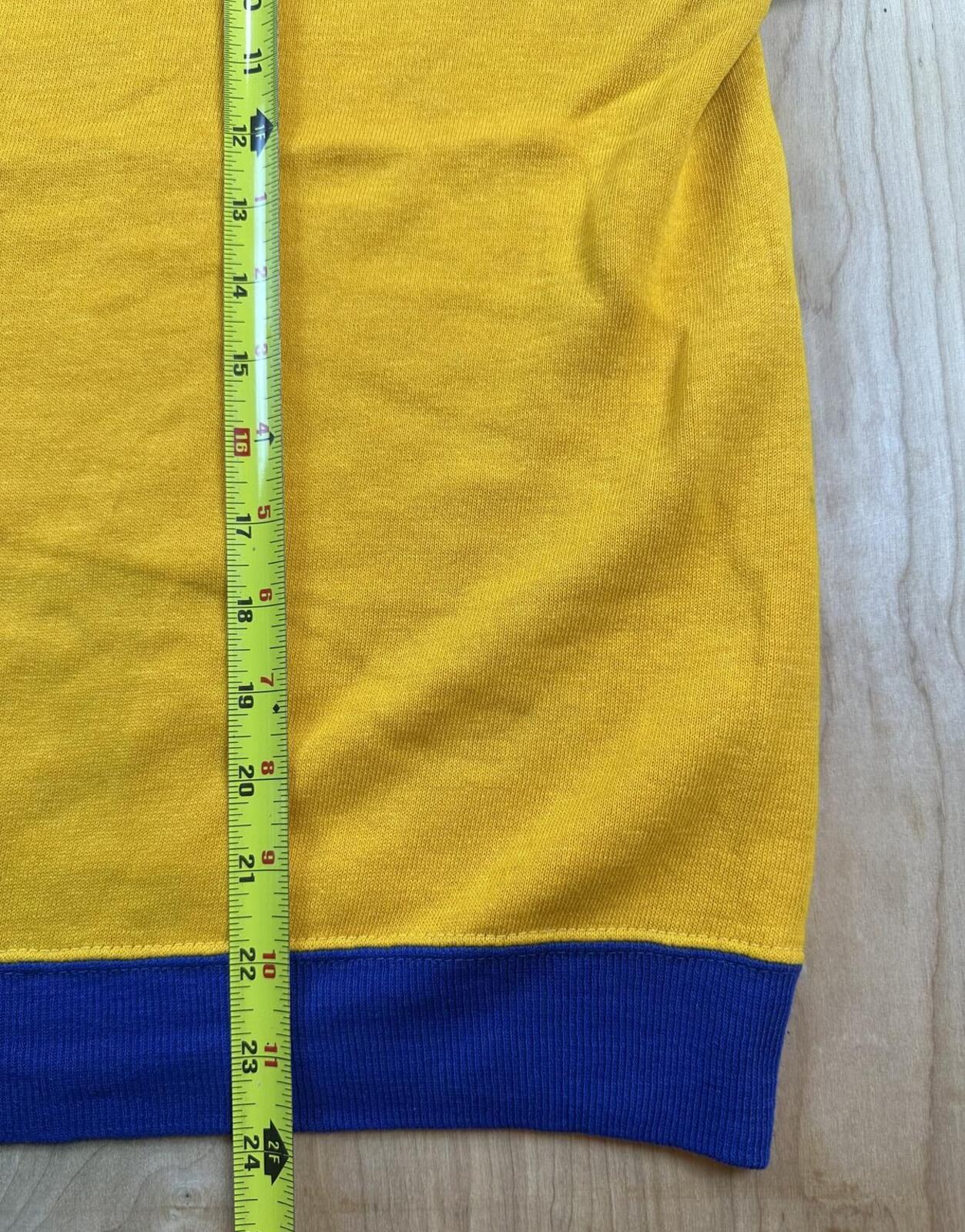 Vintage 80s sweatshirt contrast ribbing raglan made in usa yellow blue soft