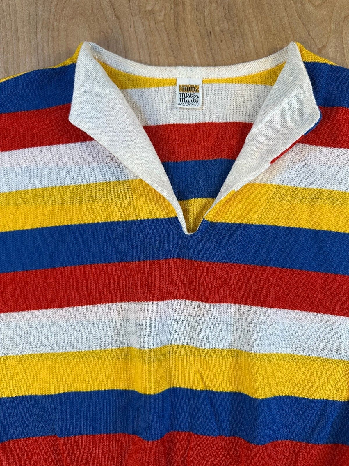 Vintage 60s Mister Marty of California knit blouse striped small slit neckline