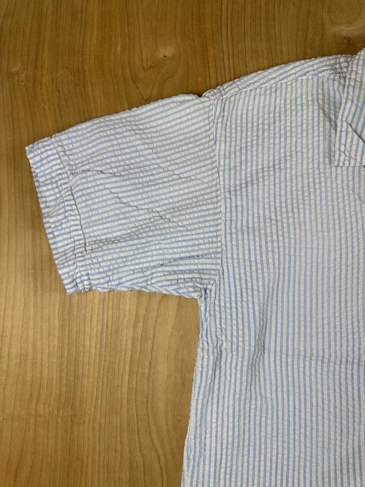 Vintage 80s Totonko Seersucker button up shirt short sleeve cotton india striped