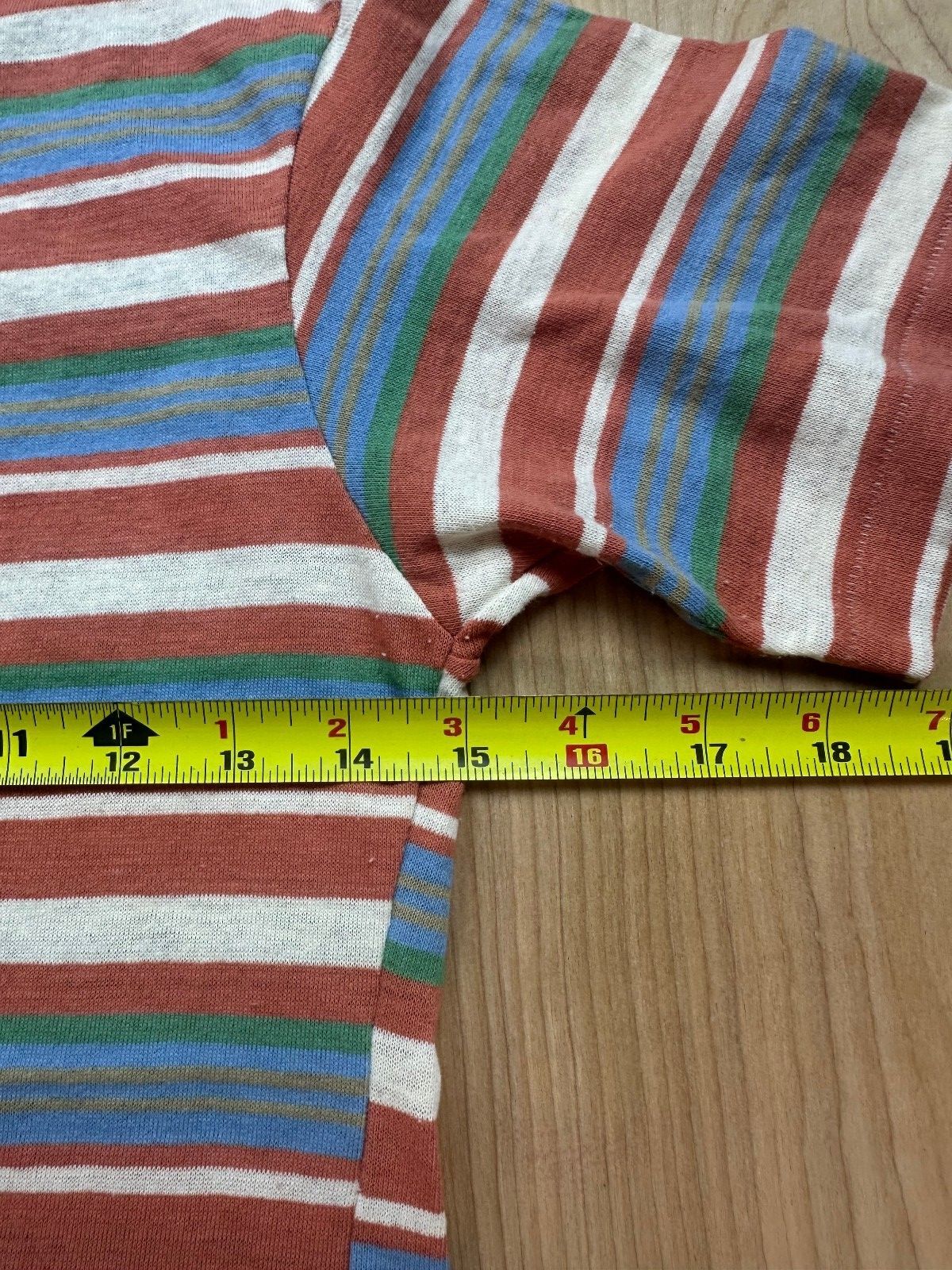 Vintage 70s Psssst Striped knit top Single Stitch Ribbed henley contrast binding