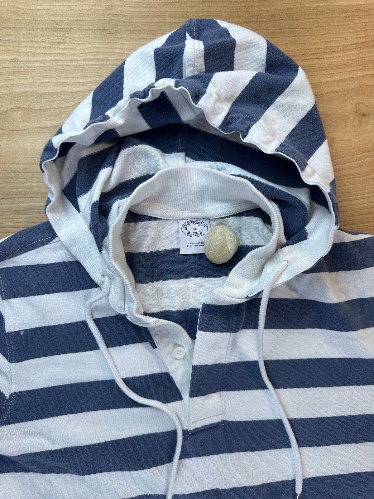 Vintage Brooks Brothers Hoodie medium sailor stripe cotton knit nautical henley