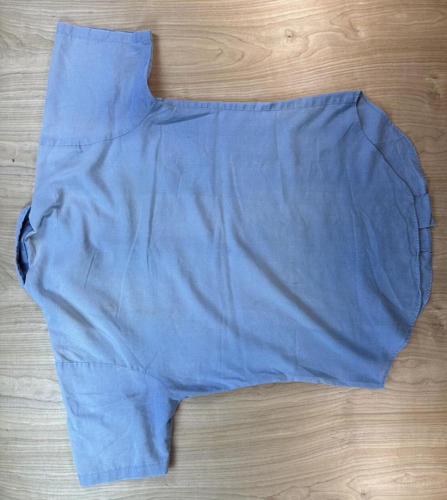Vintage 80s Navy Chambray short sleeve Medium Navshirt Faded stenciled lt blue