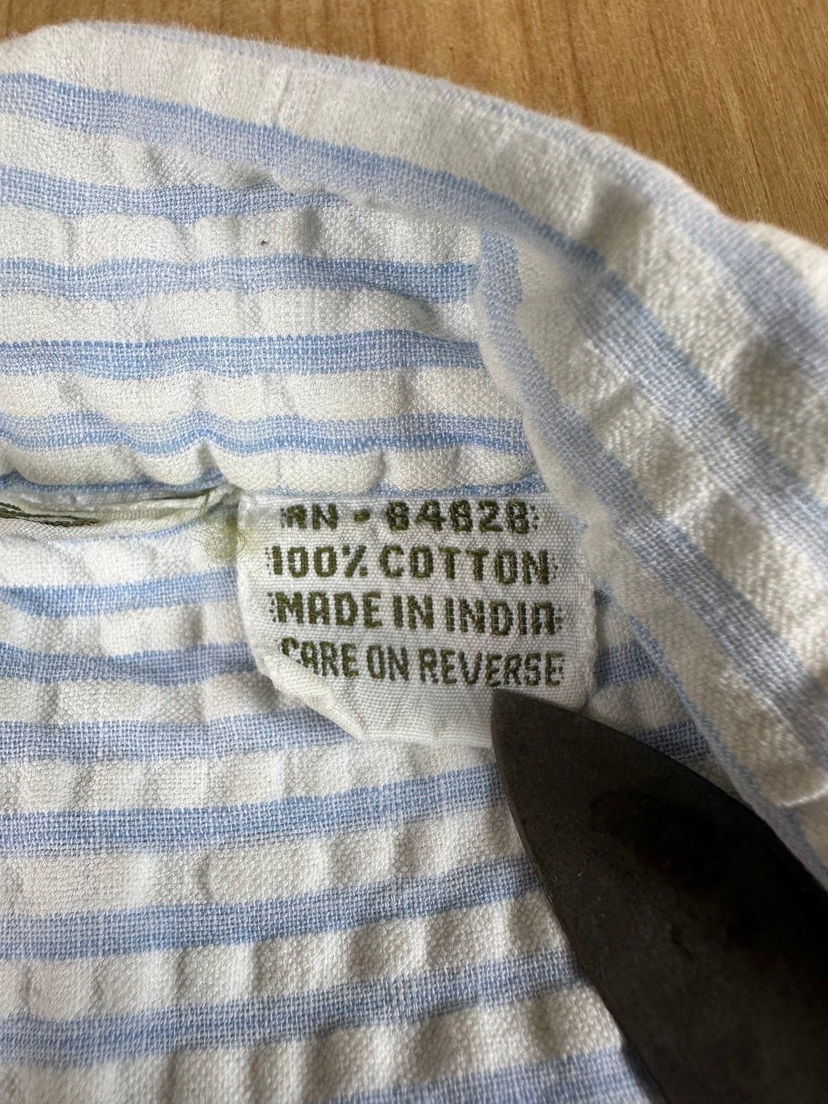 Vintage 80s Totonko Seersucker button up shirt short sleeve cotton india striped
