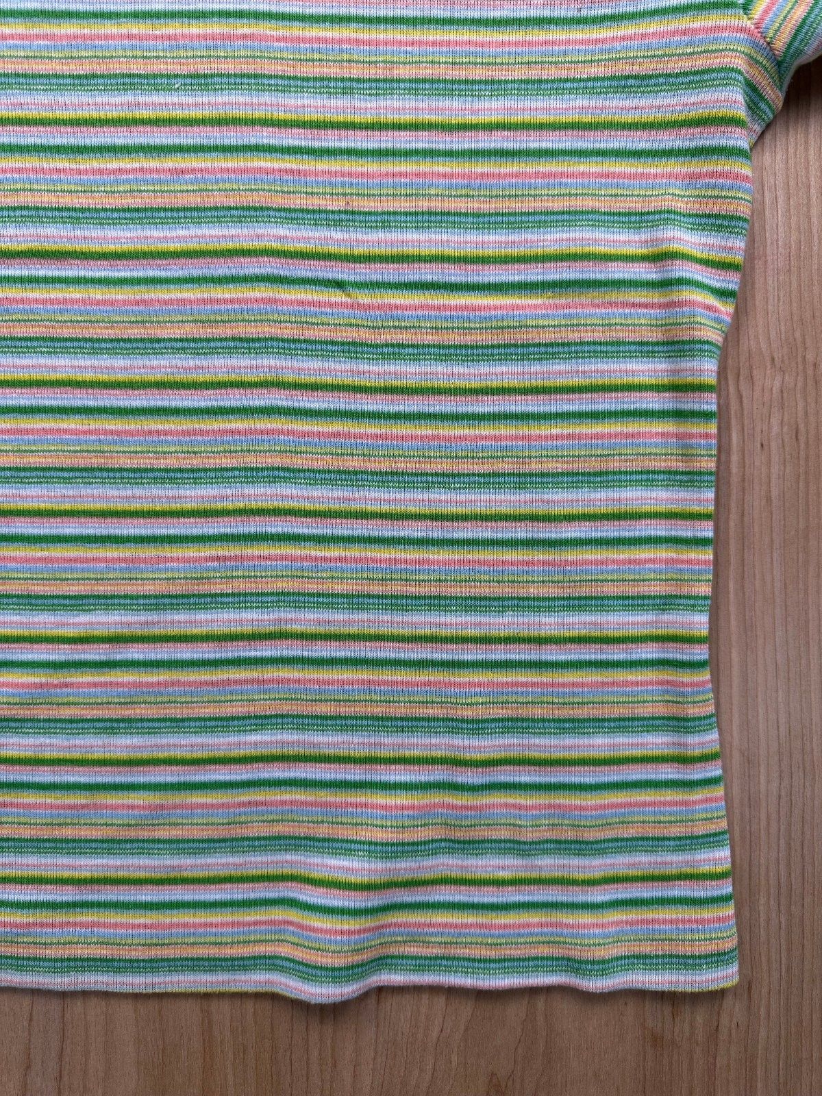 Vintage 70s EccoBay striped knit top ribbed medium cap sleeve baby tee summer