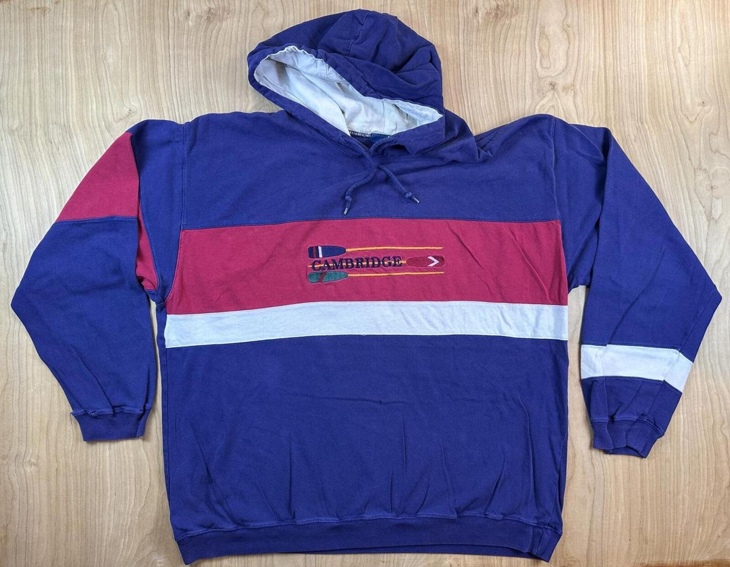 Vintage 90s Cambridge Classics Hoodie sweatshirt large 100% cotton sporty rowing