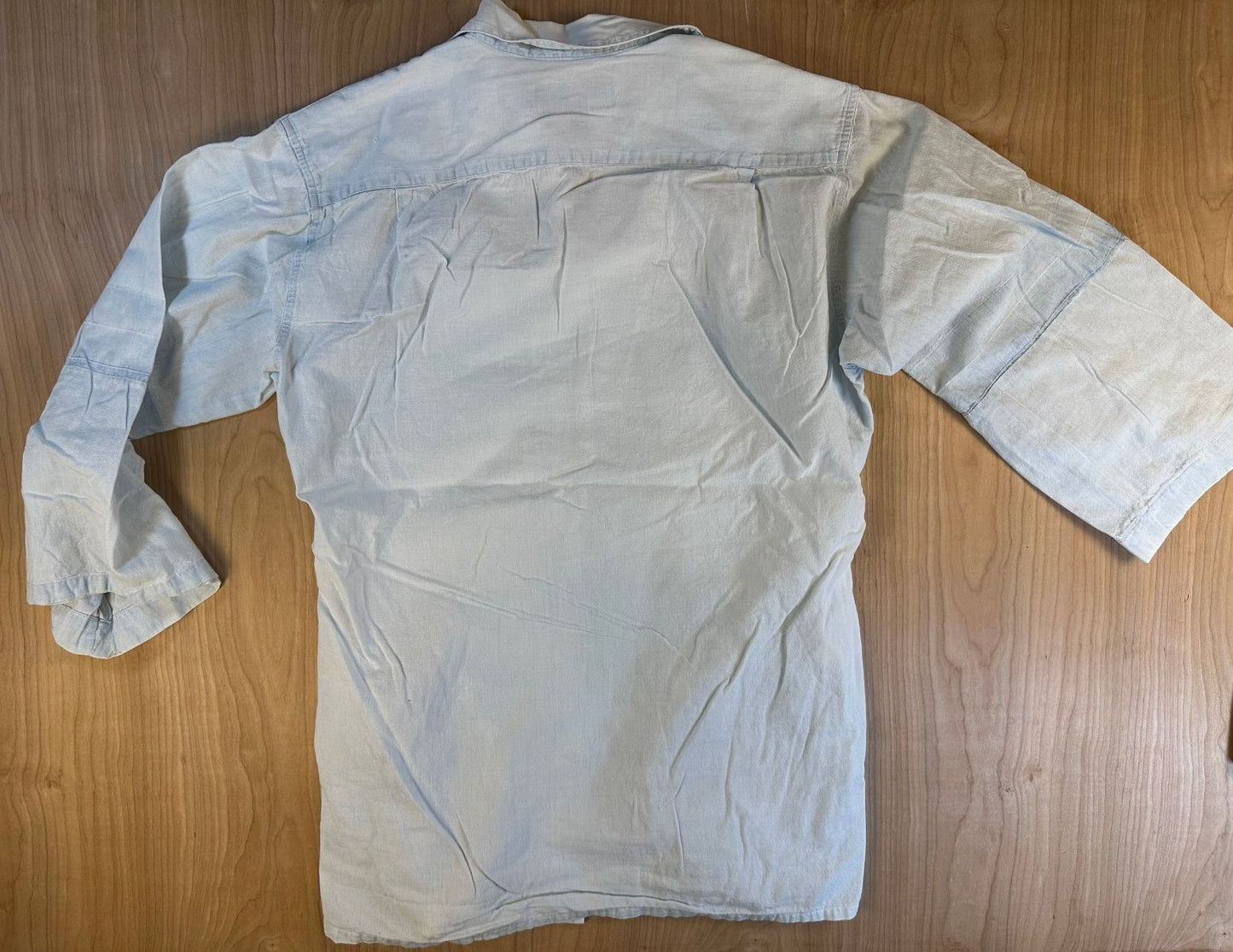 Vintage 90s Ralph Lauren 3/4 sleeve chambray button up shirt 100% cotton light